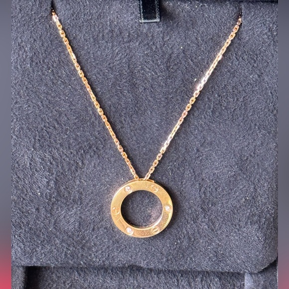 ‼️SOLD‼️ Cartier Love Necklace, 3 Diamonds, RG Inc Authenticity Card/Box/Receipt - Picture 8 of 16